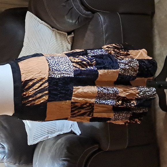 Vintage Lew Magram Neutral Animal Print Patchwork Midi Skirt - Picture 1 of 11